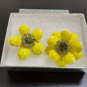 Vibrant Yellow and Green Floral Earrings